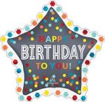 Happy Birthday To You 34 Inch Confetti Mylar Balloon inflated