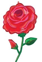 Valentine's Day Rose Shape 38 Inch Mylar Balloon Inflated