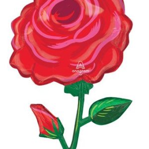 Valentine's Day Rose Shape 38 Inch Mylar Balloon Inflated