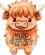 Highland Cow 27 inch Mylar Balloons Inflated