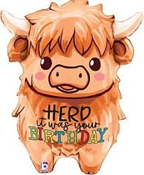 Highland Cow 27 inch Mylar Balloons Inflated