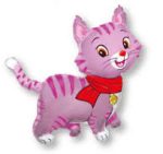 Lovely Cat Fuchsia Cat 36 inch Mylar Balloons Inflated