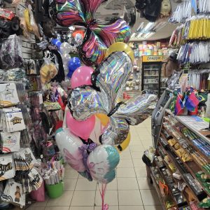 Butterflies Mixed Mylar and Latex Inflated Attached with Weight