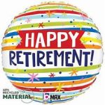 Happy Retirement Stripe Mylar Balloon 18" Inflated