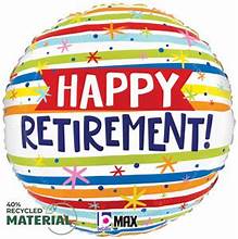 Happy Retirement Stripe Mylar Balloon 18" Inflated