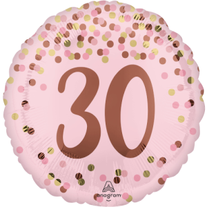 Pink 30th 18 Inch Mylar Balloon Inflated