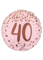 Pink 40th 18 Inch Mylar Balloon Inflated