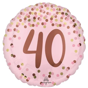 Pink 40th 18 Inch Mylar Balloon Inflated