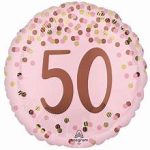 Pink 50th 18 Inch Mylar Balloon Inflated