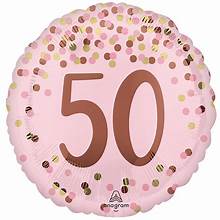 Pink 50th 18 Inch Mylar Balloon Inflated