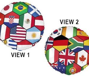 World Cup Flag Soccer Ball 18In Mylar Balloon Inflated