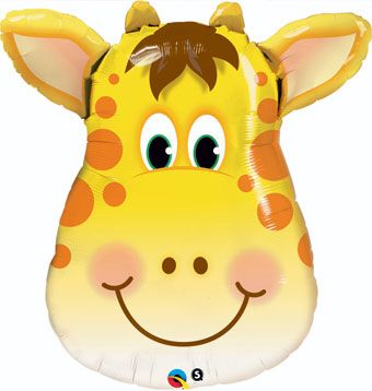 Giraffe Jolly Head Foil Mylar Balloon 32 Inch Inflated
