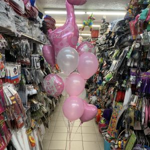 Baby Girl Giraffe Mylar and Latex Balloon Inflated with Weight