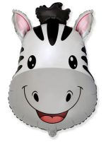Zebra Head Foil Mylar Balloon 27 Inch Inflated