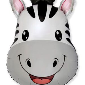 Zebra Head Foil Mylar Balloon 27 Inch Inflated